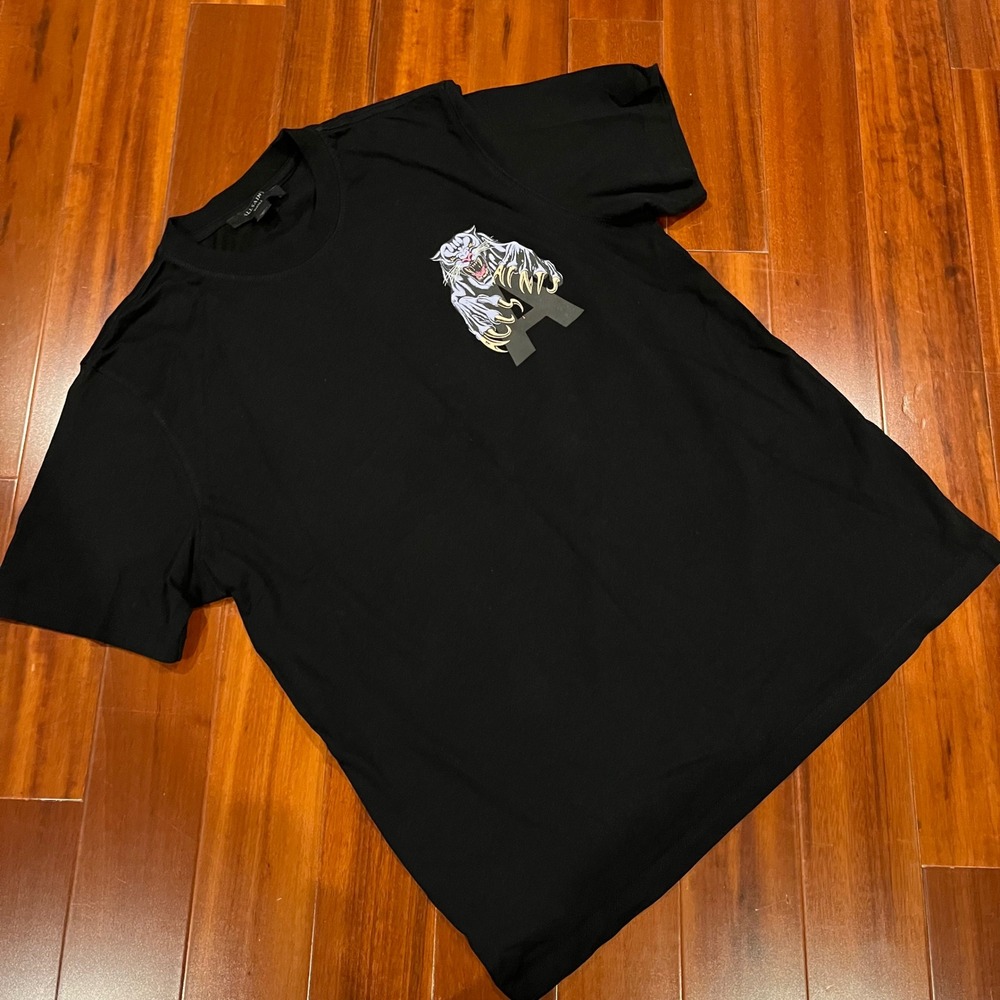 AllSaints Black Tiger Tee Tshirt T-Shirt‎ Graphic Animal A Chest Logo Size Small